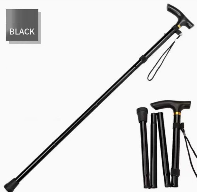 Unisex Foldable Walking Cane | Mobility and Daily Living Aids | Five-level adjustable height walking stick