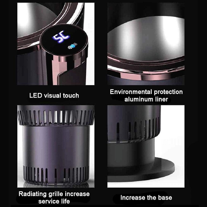 Car Cup Cooler Warmer 2 in 1 - Heating and Cooling Cup Holder with Temperature Display for Water, Coffee, and Beverages