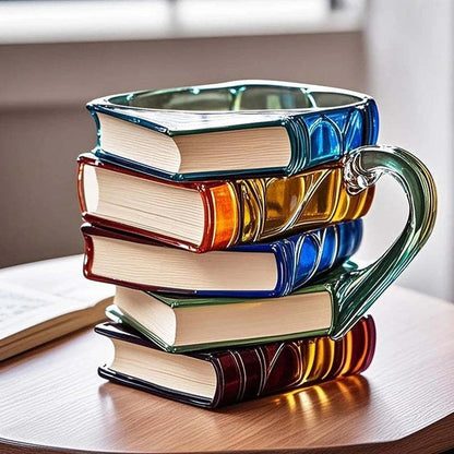 3D Painted Book Mug for Hot or Cold Brews Unique Design Library Coffee Mug