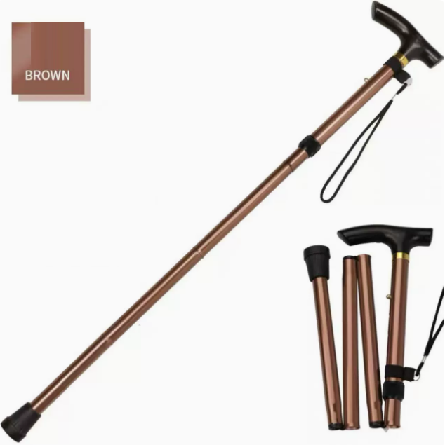 Unisex Foldable Walking Cane | Mobility and Daily Living Aids | Five-level adjustable height walking stick