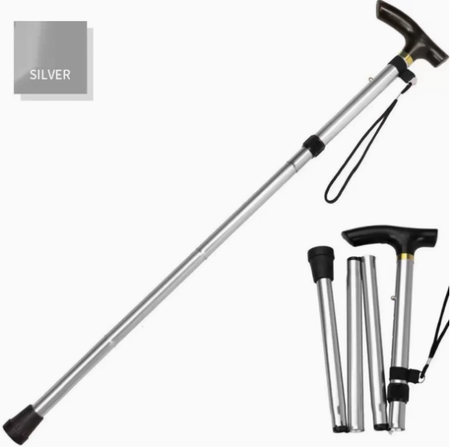 Unisex Foldable Walking Cane | Mobility and Daily Living Aids | Five-level adjustable height walking stick