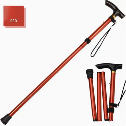Unisex Foldable Walking Cane | Mobility and Daily Living Aids | Five-level adjustable height walking stick