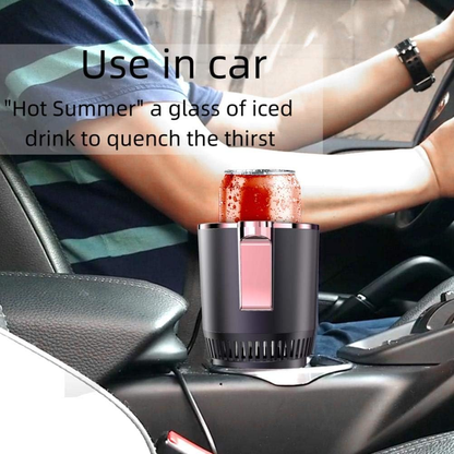 Car Cup Cooler Warmer 2 in 1 - Heating and Cooling Cup Holder with Temperature Display for Water, Coffee, and Beverages
