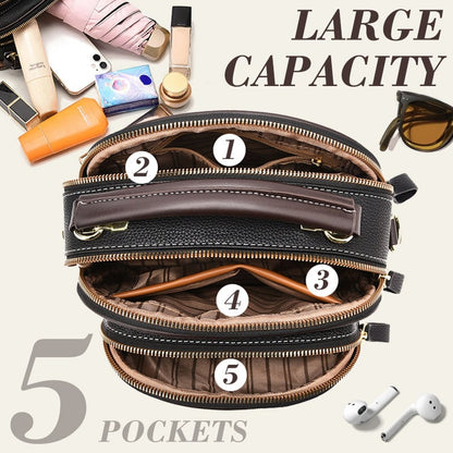 🛫Classic Multifunctional Compartments Adjustable Wide Shoulder Strap Leather Crossbody Bag