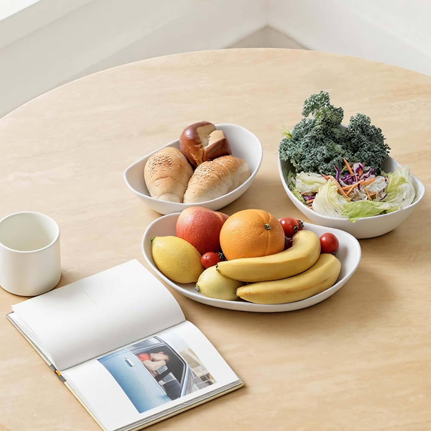 🔥Fruit tray storage rack | Ceramic bowl+bamboo rack | Dishwasher usable | FSC certified