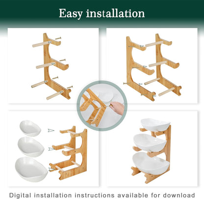 🔥Fruit tray storage rack | Ceramic bowl+bamboo rack | Dishwasher usable | FSC certified