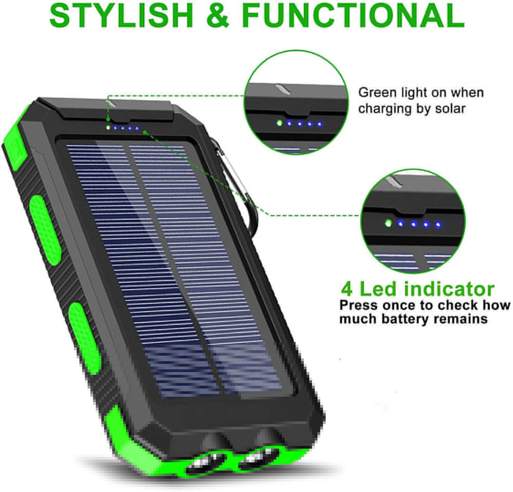 🔥Waterproof Solar Power Bank | 20000mAh with light and compass