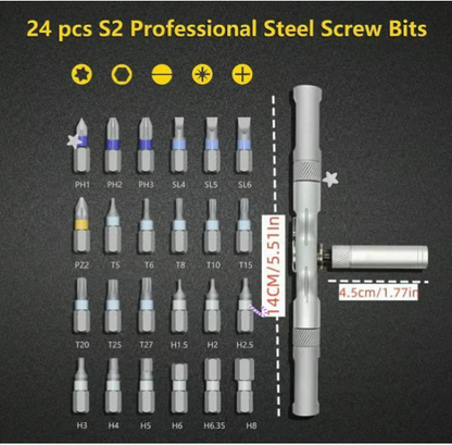 🔥🔥24 in 1 DlY Screwdriver Set Magnetic Compact and Portable Ratchet Screwdriver