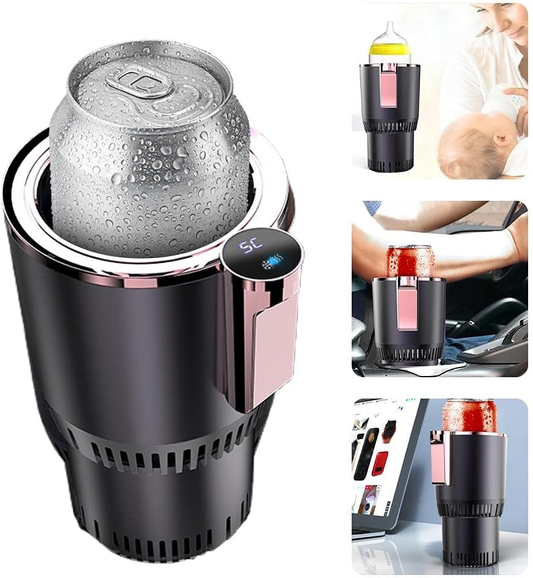 Car Cup Cooler Warmer 2 in 1 - Heating and Cooling Cup Holder with Temperature Display for Water, Coffee, and Beverages